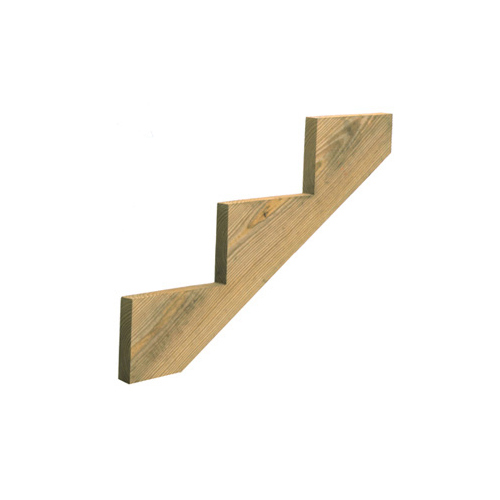 Stair Stringer, 35.64 in L, 11-1/4 in W, 3-Step, Wood, Yellow, Treated