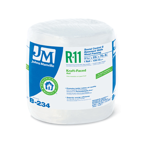 R11 Kraft Faced Fiberglass Insulation, 135.12 Sq. Ft. Coverage, 3.5 x 23-In. x 70.5-Ft. Roll