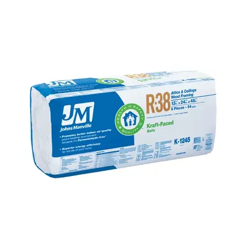 R38 Unfaced Batt Fiberglass Insulation, 64 Sq. Ft. Coverage, 13 x 24 x 48-In.