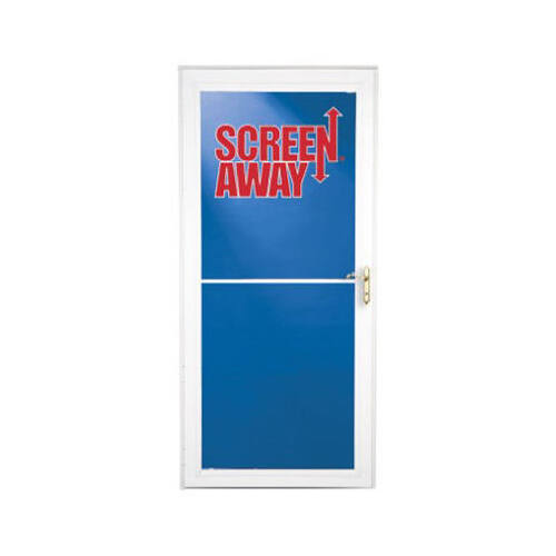 Screen Away Storm Door, Retractable Screen, White Aluminum & Brass Handles, 36 x 81-In.
