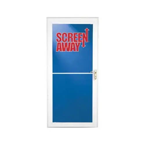 LARSON MFG CO 35660032 Screen Away Storm Door, Retractable Screen, White Aluminum & Brass Handles, 36 x 81-In.