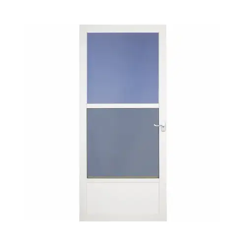 LARSON 36016032 Classic 36 In. W x 81 In. H x 1-1/4 In. Thick White Self-Storing Aluminum Storm Door with Matching Lever Handle