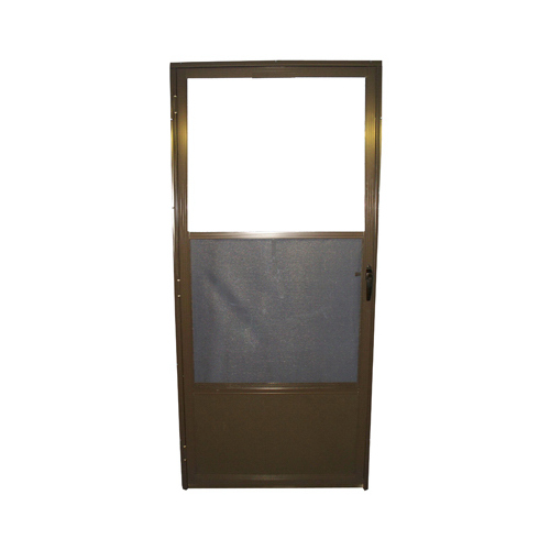 Storm Door, Self-Storing Screen, Bronze Aluminum, 32 x 80 x 1-In.