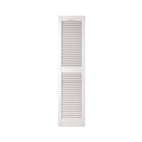 15 x 60-In. White Louvered Shutters, Pair