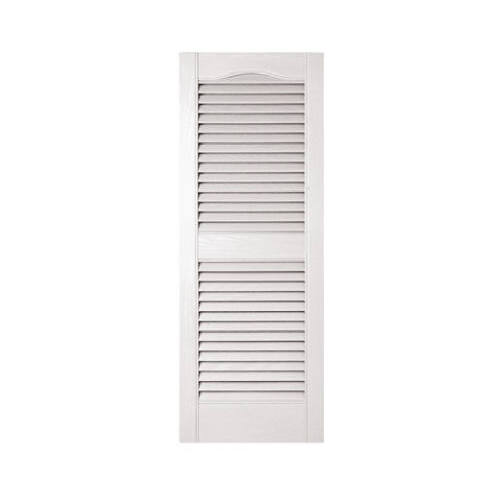 BORAL BUILDING PRODUCTS 010140039001 15 x 39-In. White Louvered Shutters, Vinyl Arched Top Center Rail, Pair