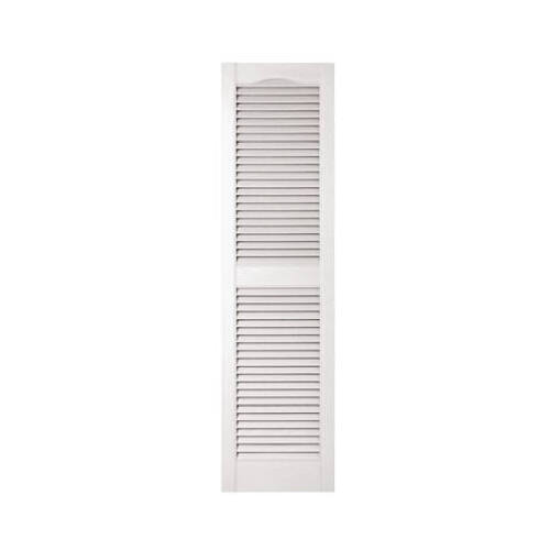 15 x 55-In. White Louvered Shutters, Pair