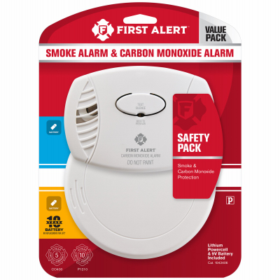 First Alert 1042406 Smoke and Carbon Monoxide Combination Pack Battery-Powered Electrochemical White Pair