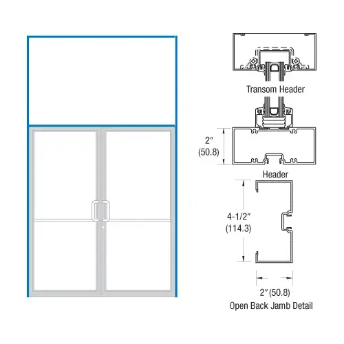 CRL-U.S. Aluminum 0A9222272 Dark Bronze/Black Anodized Class 1 76" x 126" 451 Series Transom Frame for Offset Pivot Using Surface Mount Double Door Closer