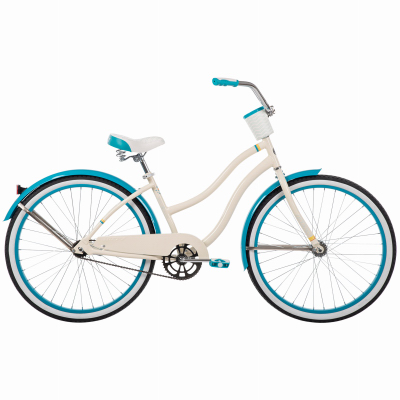 HUFFY BICYCLES 26632 Women's Good Vibration Bike, Gloss Bone Color Frame/Blue Accents, 26 In.