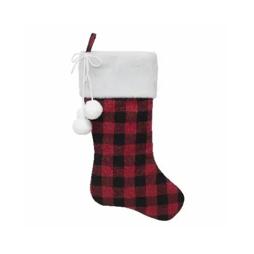 DYNO SEASONAL SOLUTIONS 1209887-1 Christmas Stocking, Red/Black Plaid, 20 In.