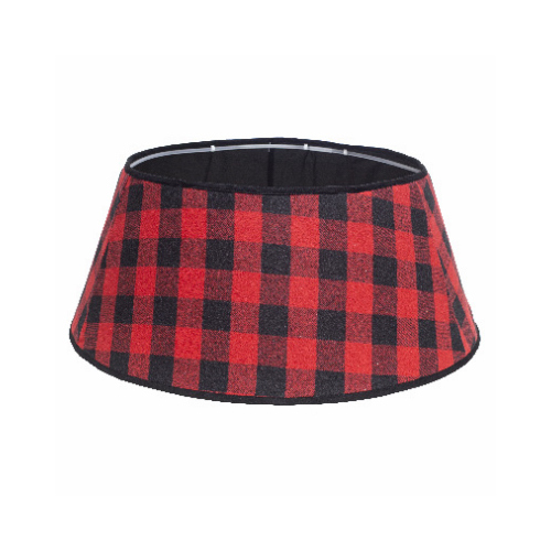 Christmas Tree Stand Band, Red/Black Flannel Buffalo Plaid, 11 x 26 In.