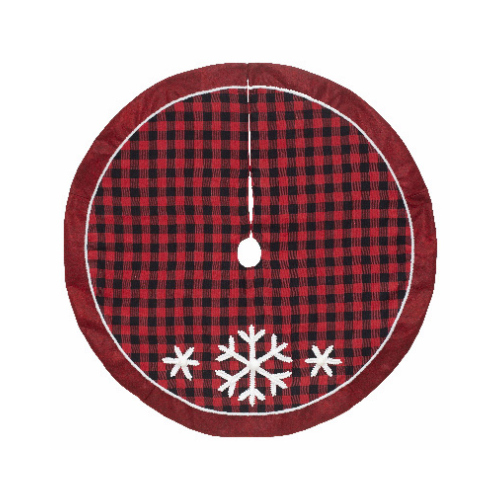 Christmas Tree Skirt, Red/Black Plaid, 48 In.