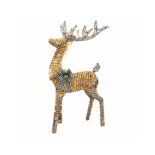 3D Grapevine Standing Deer Christmas Decoration, 150 LED Lights, 60 In.