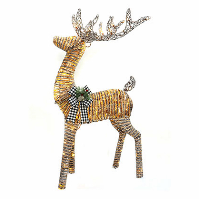 INLITEN LLC-IMPORT 53112-88 3D Grapevine Standing Deer Christmas Decoration, 150 LED Lights, 60 In.