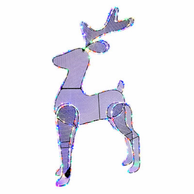 INLITEN LLC-IMPORT 53950-88 Color-Changing Standing Deer Christmas Decoration, 196 LED Lights, 45 In.