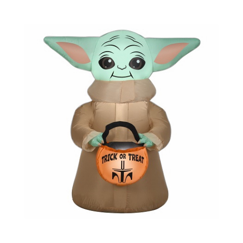 Gemmy 228688 Inflatable Star Wars Grogu Lighted Halloween Decoration with Mandalorian Treat Sack, 3.5 Ft.