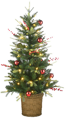 NATIONAL TREE CO-IMPORT PETC8-306L-40 Feel Real Scotch Creek Fir Artificial Christmas Entrance Tree, 70 Warm White LED Lights, 4 Ft.