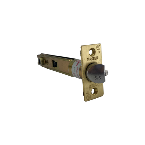 Hager 018308 3938 5" Square Corner Dead Latch with 1" Face Satin Brass Finish