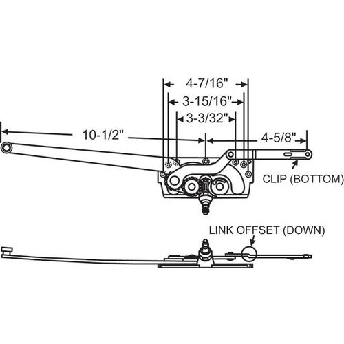 Truth LH Casement Operator E-Gard Dual Arm Offset Down and Clip Down