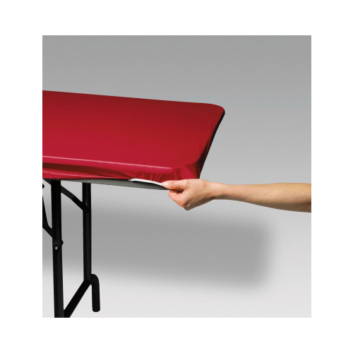 CREATIVE CONVERTING 37427 Stay Put Table Cover, Red, 6 Ft. Long