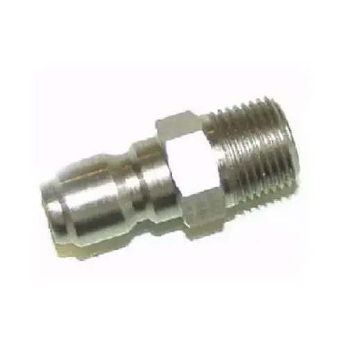 Adapter, 3/8 x 3/8 in Connection, Quick Connect Plug x MNPT, Stainless Steel