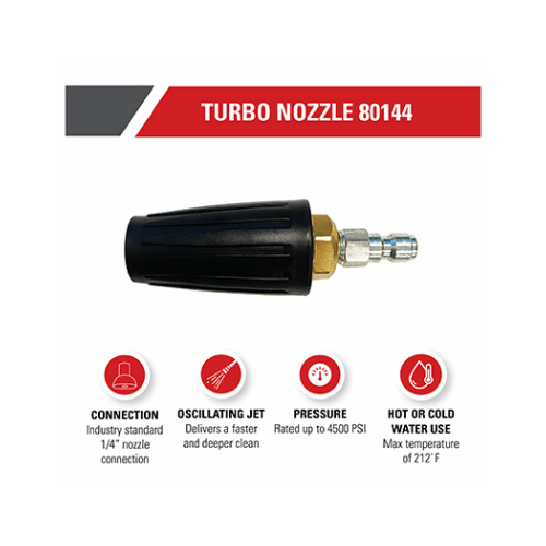 Universal Pressure Washer Turbo Nozzle, 1/4-In. Quick Connect, Hot- or Cold-Water Use, Rated Up to 4500 PSI