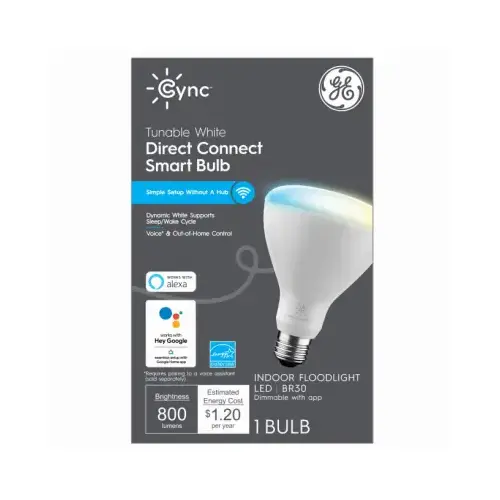 Cync Smart Indoor Floodlight LED Bulb, Soft White to Daylight, Dimmable, R30, 11-Watts