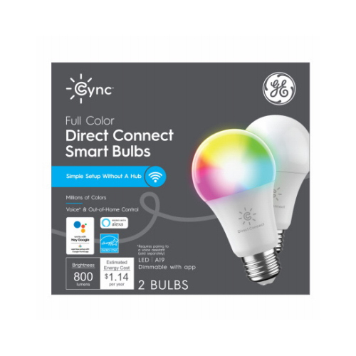 Cync Smart LED Light Bulb, Dimmable, Millions of Colors, A19, 9.5-Watts  pair