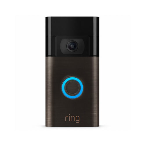Ring 8VRASZ-VEN0 Video Doorbell, Version 2, Venetian Bronze, Video & Two-Way Talk