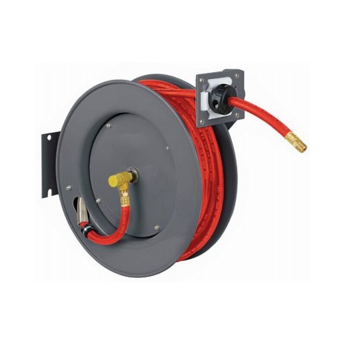Air Hose Reel, Rubber, 3/8-In. x 50-Ft.