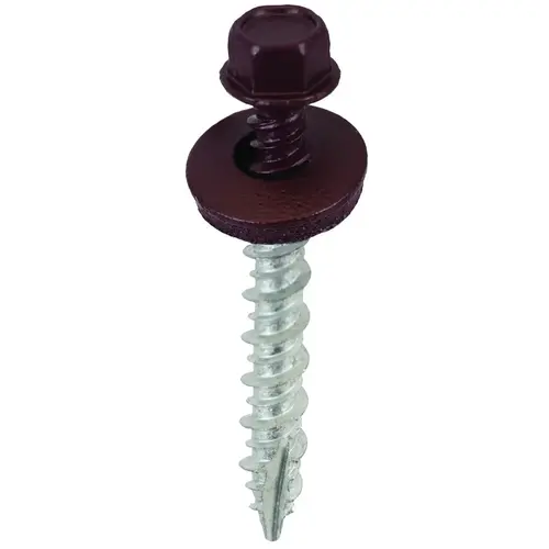 Screw, #9 Thread, High-Low, Twin Lead Thread, Hex Drive, Self-Tapping, Type 17 Point Burgundy