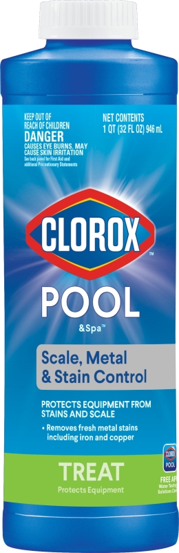 CLOROX 50232CLX POOL & Spa 50033CLX Scale, 32 oz, Liquid, Slight, Light Amber