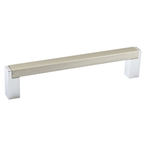 Cabinet Pull, 5-9/16 in L Handle, 1-3/16 in Projection, Aluminum/Metal, Chrome/Brushed Nickel Gray