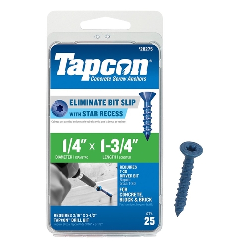 Tapcon 28275/24275 SCREW ANCHOR PFH 1/4X1-3/4IN - pack of 25