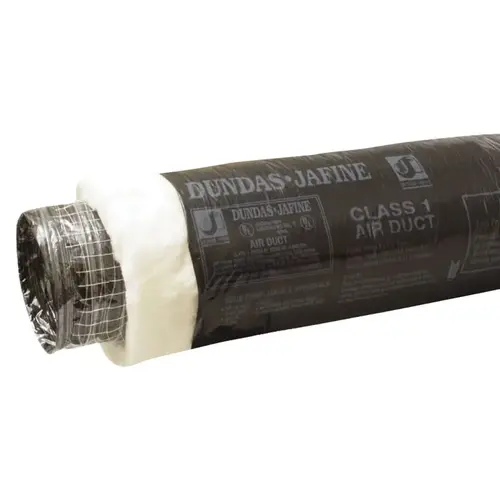 Flexible Insulated Duct, 25 ft L, Polyester, Black