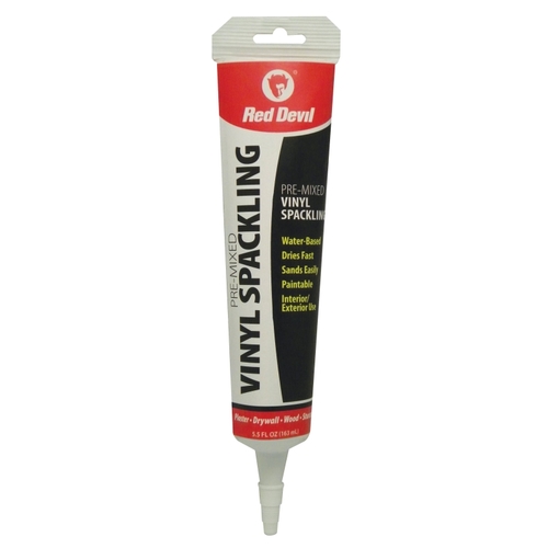 Red Devil 0615 Pre-Mixed Vinyl Spackling, White, 5.5 oz Squeeze Tube