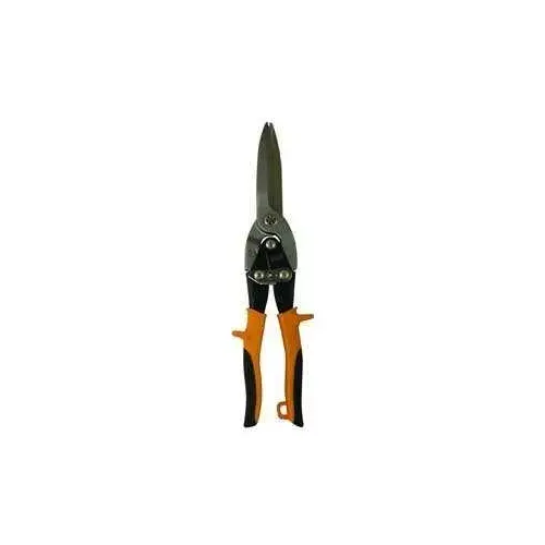 Aviation Snip, 12 in OAL, Straight Cut, Chrome Molybdenum Steel Blade, Soft-Touch Handle, Yellow Handle