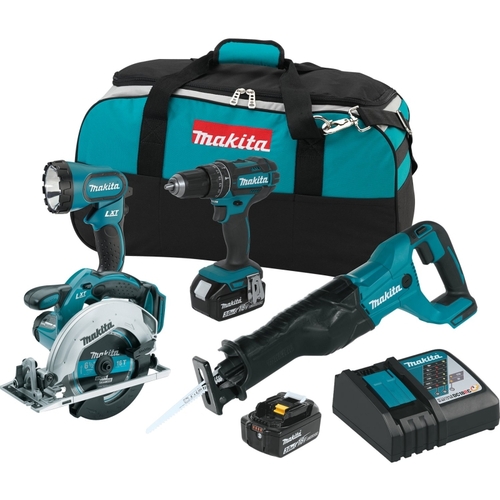 Makita XT442 LXT Combination Kit, Battery Included, 18 V, 4-Tool, Lithium-Ion Battery