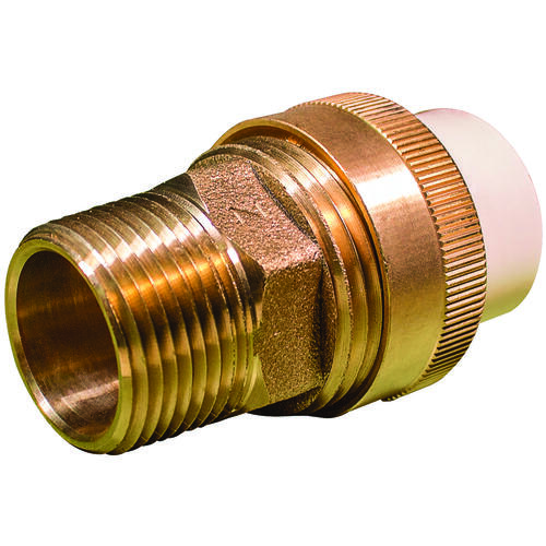 Transition Pipe Adapter, 3/4 in, Solvent x MIP, Brass/CPVC