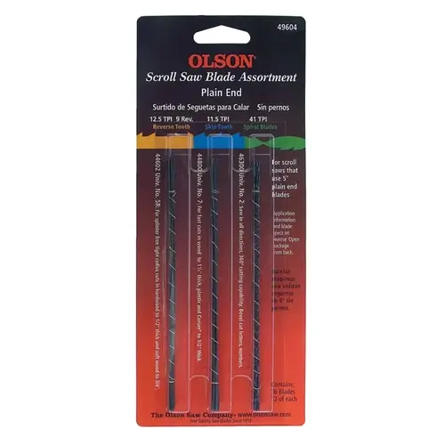 Olson FR49604 Plain End Scroll Saw Blade Assortment (36 Piece)
