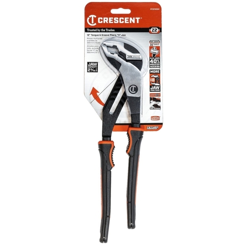 Crescent RTZ212CGV Z2 K9 Series Tongue and Groove Plier, 12.8 in OAL, 2.6 in Jaw, Self-Locking Adjustment, 1.85 in W Jaw