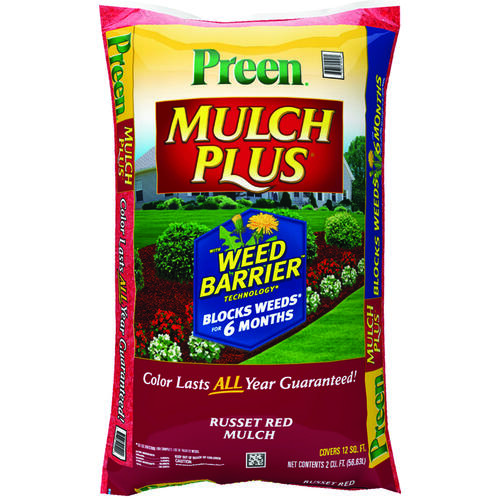 Preen 95456134 Mulch Plus Weed Barrier, Granular, Russet Red