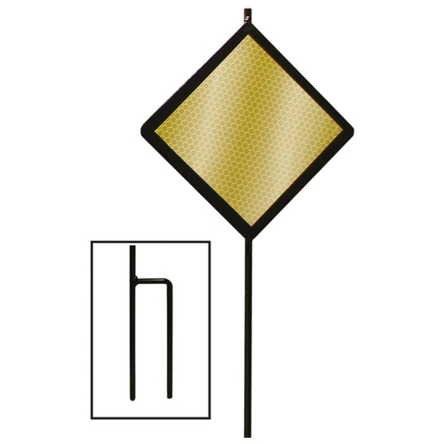 Hy-Ko DMD80048A Road Marker, Steel Post, 6 in H Reflector, Amber Reflector