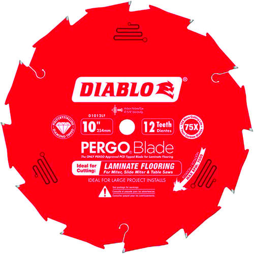 Diablo D1012LF Circular Saw Blade, 10 in Dia, 5/8 in Arbor, 12-Teeth, Polycrystalline Diamond Cutting Edge