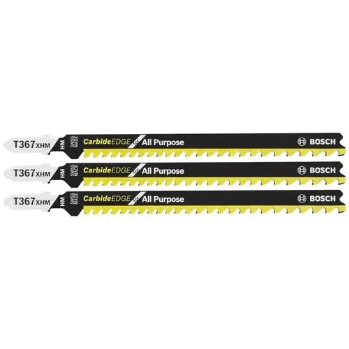 Jig Saw Blade, 0.35 in W, 5-1/4 in L, 5/7 TPI, Carbide Cutting Edge - pack of 15