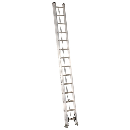 Louisville AE2228 AE2200 Series Extension Ladder, 27 ft 7 in H Reach, 300 lb, 28-Step, 1-1/2 in D Step, Aluminum