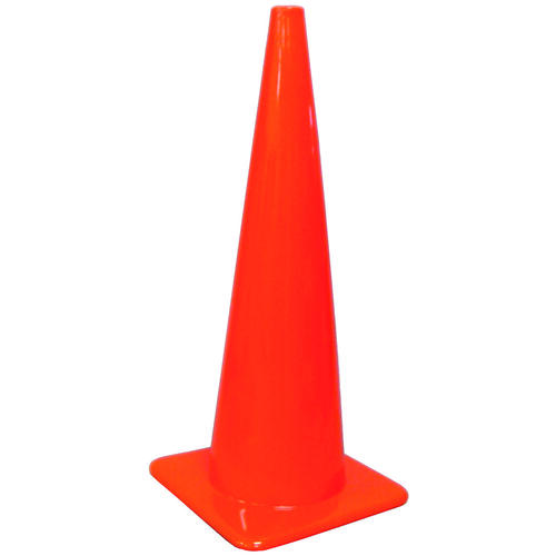 Traffic Safety Cone, 36 in H Cone, Vinyl Cone, Fluorescent Orange Cone