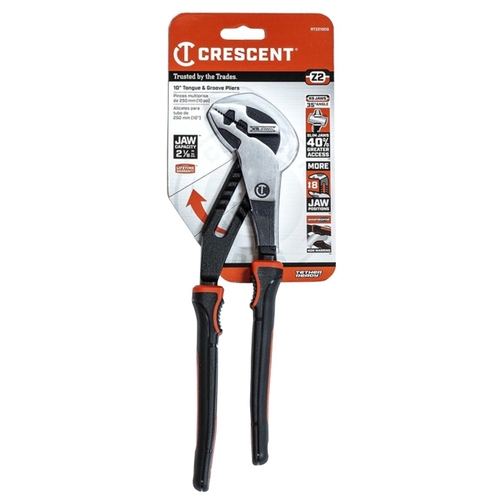 Crescent RTZ210CG K9 Z2 Series Tongue and Groove Plier, 10.8 in OAL, 2.1 in Jaw, Black/Rawhide Handle, Ergonomic Handle