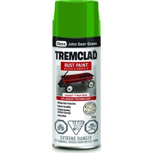 TREMCLAD Rust Spray Paint, Gloss, JD Green, 340 g, Aerosol Can