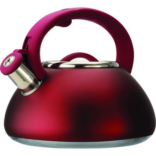 Primula PAVRE-6225-2 Avalon Series PAVRE-6225 Whistling Tea Kettle, 2.5 qt Capacity, Stay-Cool Handle, Steel, Red